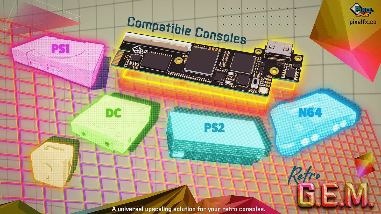Retro Gem HDMI Upscaler kit universal lag free digital video AV upgrade mod | PixelFX