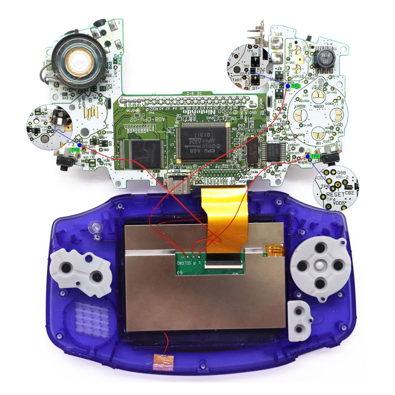 Laminated IPS 3.0 LCD screen kit for Nintendo Game Boy Advance [GBA AGB] - White | Hispeedido - 6
